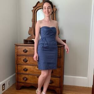 J. Crew Strapless Blue Dress, Size 0